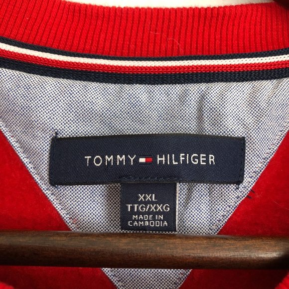 Tommy Hilfiger NWT Men's Size XX-Large Red Fleece Lined Crewneck Sweatshirt - Picture 7 of 10